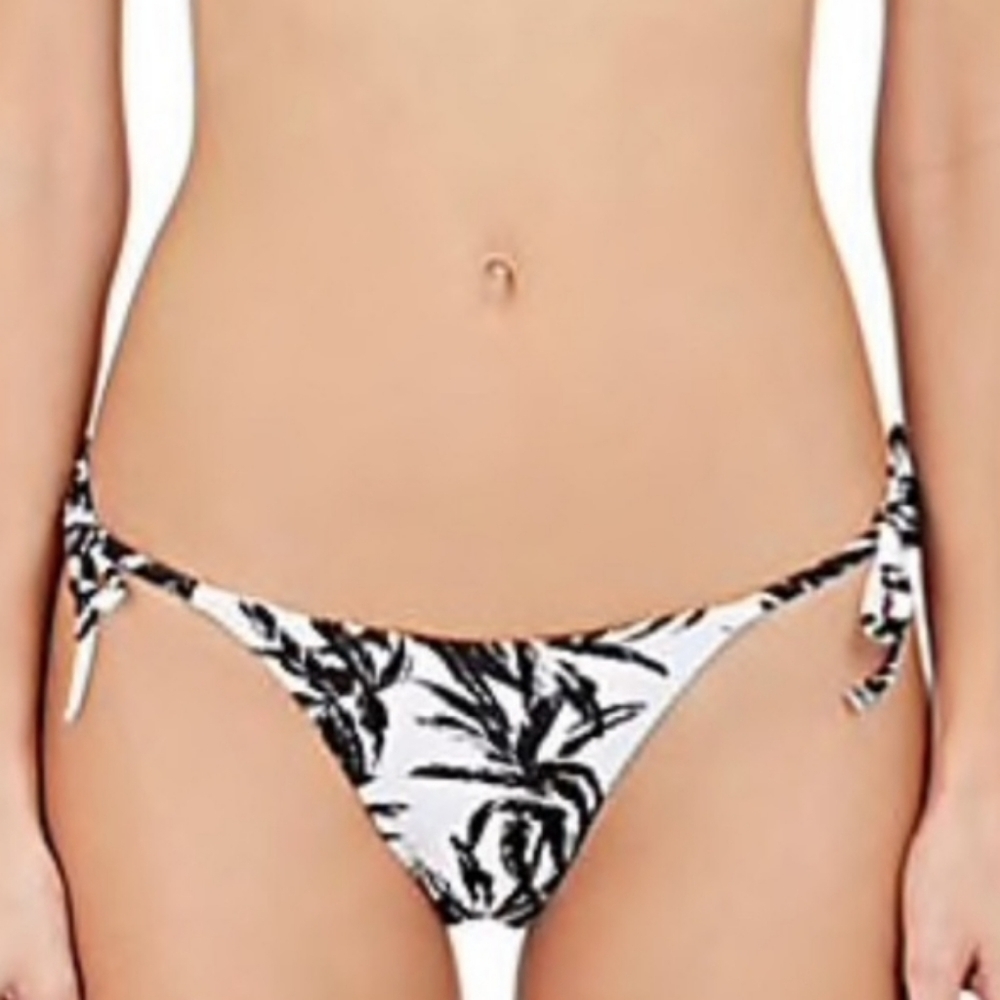 Onia Kate String Bikini Bottom Black White Palm Silhouette S